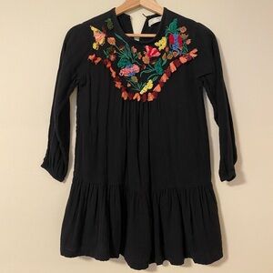 Zara black embroidered girls dress size 8